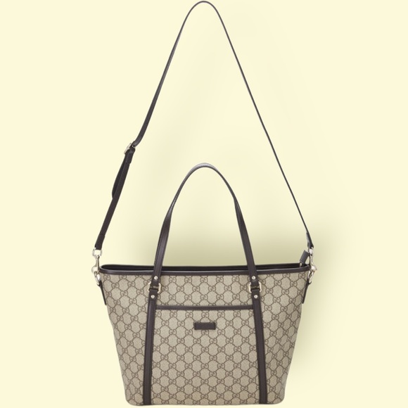 GUCCI ORIGINAL GG SUPREME CANVAS ZIP POCKET LARGE TOTE - Picture 4 of 6